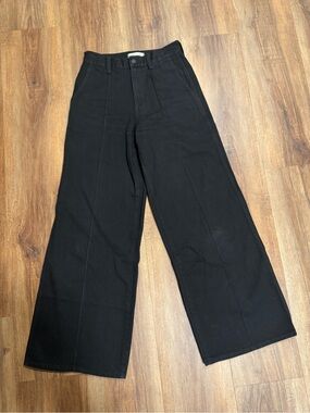 Madewell Superwide-Leg Jeans Washed Black Pintuck High Rise Denim Pants